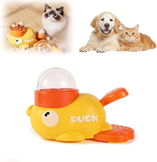 Dog Interactive Treat Dispenser, 2026 New Yellow Duck Cat Treat Dispenser, Interactive Dog Food Dispenser with Button, Dog Slow Feeder Prevents Bloating for Small & Large Cats Dogs (1Pcs)