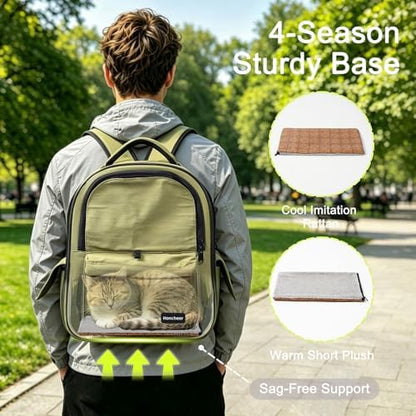Cat Carrier Dog Backpack Carrier with Anti-Collapse Bottom (Olive Green) - Image 4