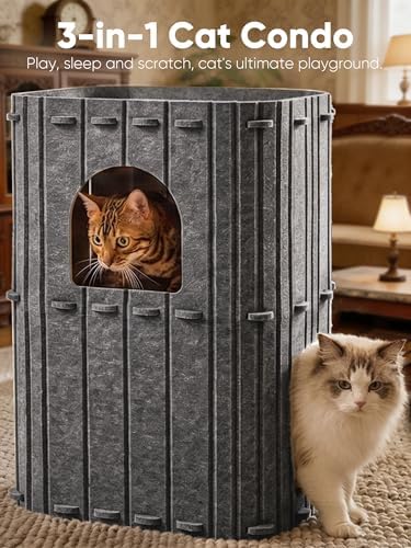 FUKUMARU Cat House for Indoor Cats, Warm Felt Cat Bed, Scratch Resistant - Image 2