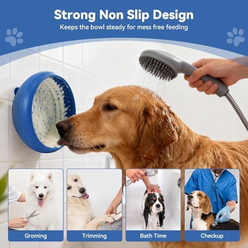 Dog Lick Bowl, Anxiety Relief Lick Mat for Dogs, Non-Slip Freeze Licking Bowl Enrichment Puzzle Feeder for Distraction, BPA Free Silicone, Dishwasher Safe(Blue-Medium) - Image 4