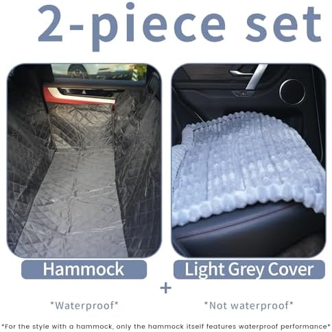 Dog Car Seat Cover 2 Piece Seat Waterproof Hammock and Light Grey Cover - Image 2
