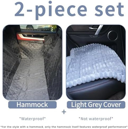 Dog Car Seat Cover 2 Piece Seat Waterproof Hammock and Light Grey Cover - Image 2