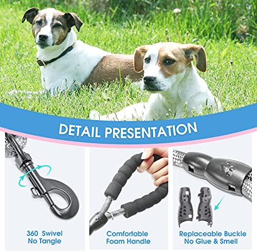 BAAPET 2/4/5/6 FT Dog Leash with Comfortable Padded Handle and Highly Reflective Threads for Small Medium and Large Dogs (2FT-1/2'', Grey) - Image 3