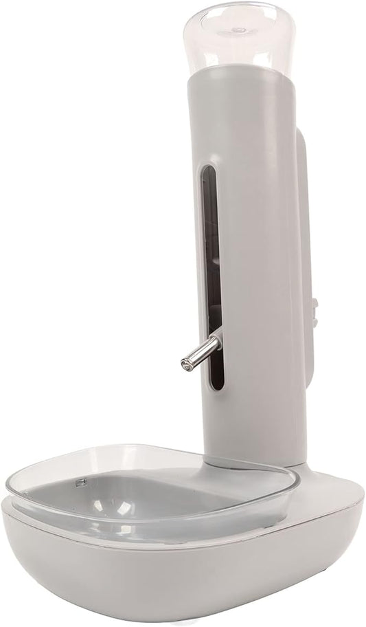 Pet Standing Water Dispenser, 680ml Height Adjustable Automatic Pet Drinking Bottle with Detachable Food Feeder Bowl for Dogs Cats