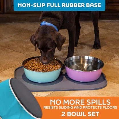 Master Pet Supply Stainless Steel Dog Bowls Set of 2 - True Blue - 64 Oz - Image 4
