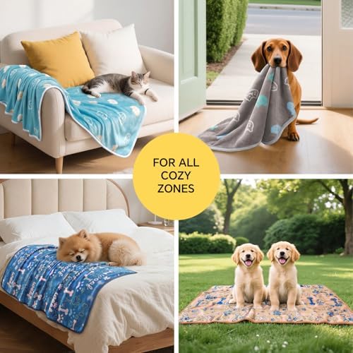 1 Pack 6 Blankets Dog Cat Soft Fluffy Fleece Pet Blanket Warm Cute Print Design Puppy Kitten Blanket Doggy CAT Large (41" x31") - Image 3