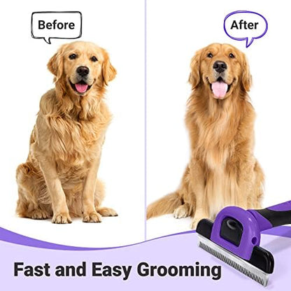 MIU COLOR Pet Grooming Brush, Deshedding Tool for Dogs & Cats, Purple - Image 4