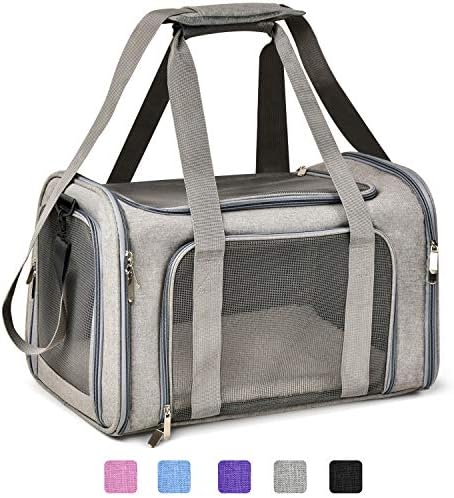 Henkelion Cat Carriers Dog Carrier Pet Carrier For Small / Medium Cats Dogs Puppies (Up To 15lbs), TSA Airline Approved Small Dog Carrier Soft Sided, Collapsible Waterproof Travel Puppy Carrier - Grey by Henkelion