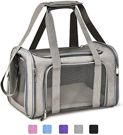 Henkelion Cat Carriers Dog Carrier Pet Carrier For Small / Medium Cats Dogs Puppies (Up To 15lbs), TSA Airline Approved Small Dog Carrier Soft Sided, Collapsible Waterproof Travel Puppy Carrier - Grey by Henkelion