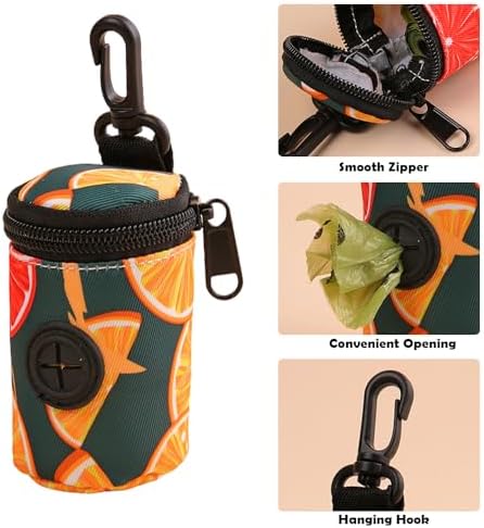 Dog Poop Bag Holder for Leash, Doggie Waste Bag Dispenser, Soft Fabric Dog Poop Bag Holder for Walking Accessories (Orange) - Image 5