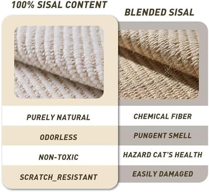 Sisal Cat Scratcher Bed with Hammock, Solid Wood Frame Cat Scratch Pad & Lounger for Indoor Cats, Durable Natural Sisal Cat Furniture Protector for Scratch, Rest and Sleep(Large) - Image 6