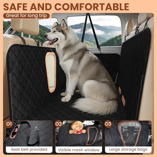 A-Pce Dog Truck Seat Cover for Back Seat, Hard Bottom Dog Hammock for Car, Waterproof Seat Protector, Dual use in Summer and Winter, Universal XL Size Fits for Crew Cab Truck/SUV, Black - Image 6