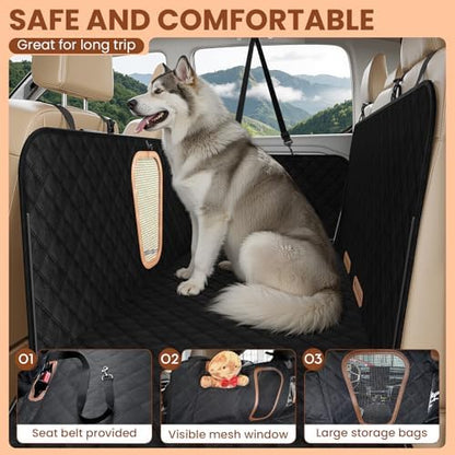 A-Pce Dog Truck Seat Cover for Back Seat, Hard Bottom Dog Hammock for Car, Waterproof Seat Protector, Dual use in Summer and Winter, Universal XL Size Fits for Crew Cab Truck/SUV, Black - Image 6