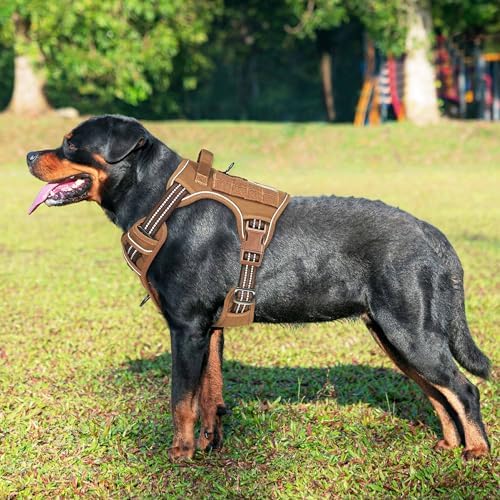 Beebiepet Heavy Duty Tactical Dog Harness for Small Dogs, No Pull Adjustable Pet Harness Reflective Service Training Easy Control Pet Vest Military K9 Working Dog Harnesses- Large, Brown - Image 2