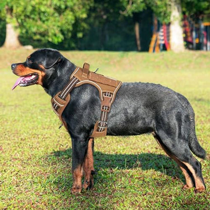 Beebiepet Heavy Duty Tactical Dog Harness for Small Dogs, No Pull Adjustable Pet Harness Reflective Service Training Easy Control Pet Vest Military K9 Working Dog Harnesses- Large, Brown - Image 2