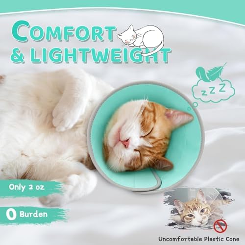 Cat Cone Collar Soft to Stop Licking, Adjustable, Foldable Lightweight Kitten Cones After Surgery Recovery for Cats & Kittens, Cat Cone Alternative, Easy Eating (Solid Green, S) - Image 2