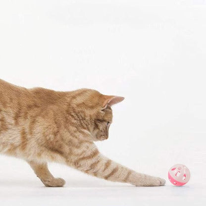 12PCS 4CM Cat Toy Ball with Bell, Pet Ball Kitten Toy with Bell Cat Jingle Balls for Cats Kitten, Plastic Jingle Balls Pounce Chase Rattle Toys, Random Color