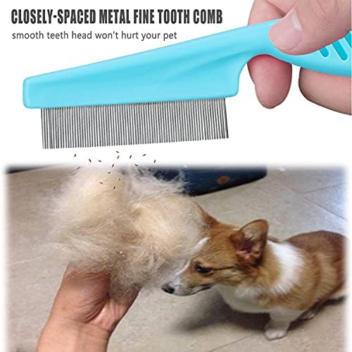 Cat & Dog Grooming Set - Fine Tooth Comb for Removing Dandruff Flakes & Hair (Blue) - Image 2