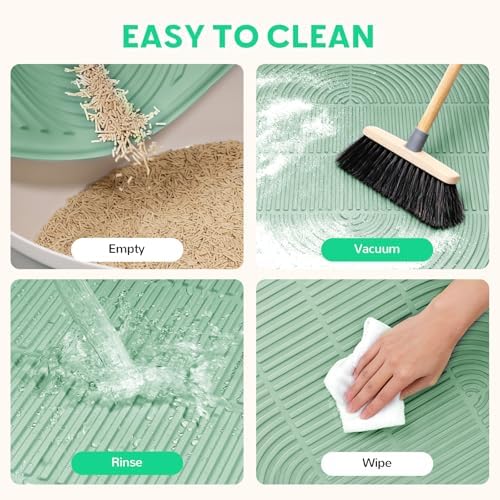 Pawtasy Cat Litter Mat,40" x 28" Extra Large Silicone Waterproof Litter Trapping Mat for Scatter Control Soft on Kitty Paws Non-Slip Easy to Clean - Image 4