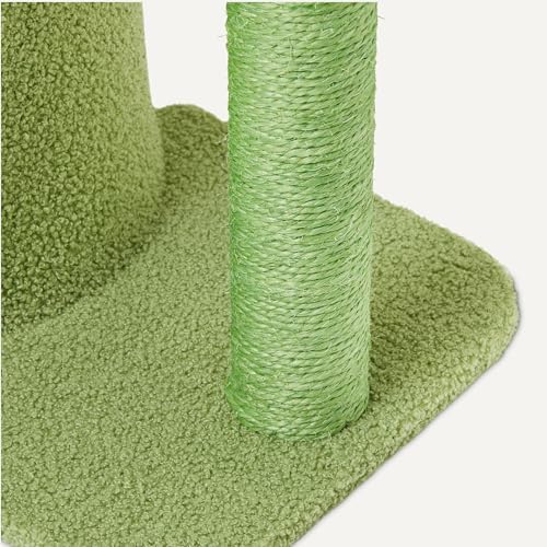 Amazon Basics Cactus Cat Tower for Indoor Cats, 4-in-1 Scratching Post with Curved Perch, Cozy Condo, Natural Sisal, Interactive Dangling Ball, 30.7 in H, Green - Image 4