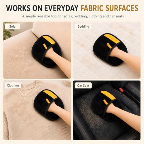 2 Pack Pet Hair Removal Glove for Couch, Reusable Dog Cat Fur Mitt - Image 4