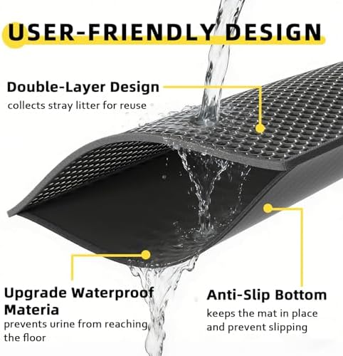 Cat Litter Mat, 15"X24", Waterproof, Easy to Clean (Black-1Pack) - Image 3