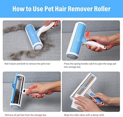 Pet Hair Remover Reusable Cat and Dog Hair Remover Multi-Surface Lint Roller Portable Fur Removal Tool for Furniture,Couch,Carpet,Bedding,Clothes and Car Seats, Non-Slip Handle Self-Cleaning Roller - Image 2