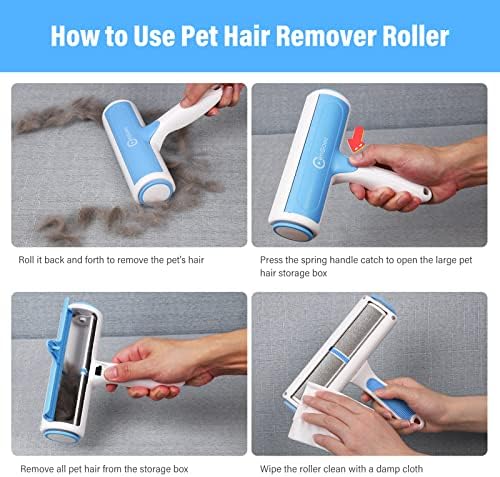 Pet Hair Remover Reusable Cat and Dog Hair Remover Multi-Surface Lint Roller Portable Fur Removal Tool for Furniture,Couch,Carpet,Bedding,Clothes and Car Seats, Non-Slip Handle Self-Cleaning Roller - Image 2