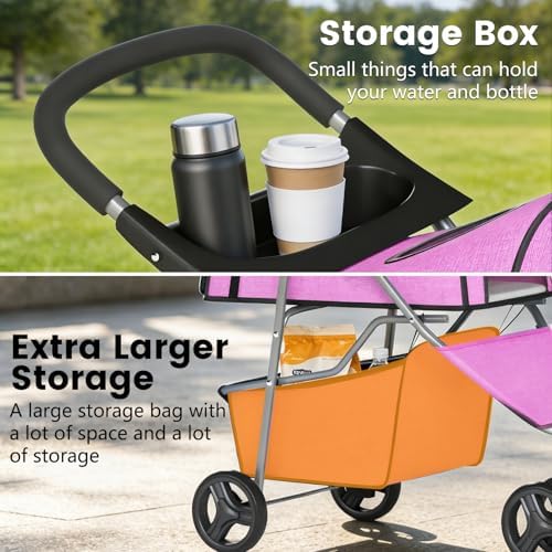BestPet | 3-Wheel Pet Stroller | Pink | Foldable Dog and Cat Stroller - Image 5