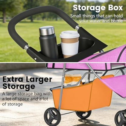 BestPet | 3-Wheel Pet Stroller | Pink | Foldable Dog and Cat Stroller - Image 5