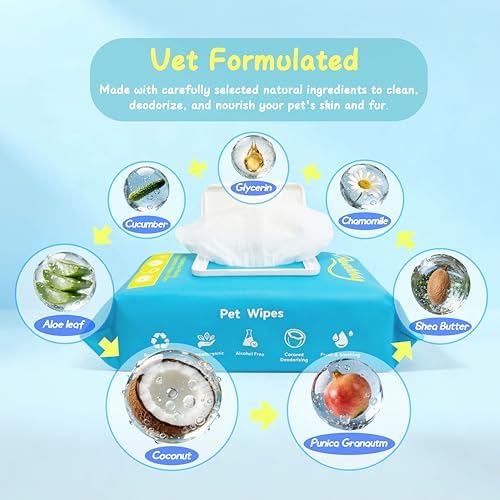 Pet Wipes for Dogs and Cats, Deodorizing Dog Cleaning Wipes with Coconut Extract, Extra Thick Hypoallergenic Dog Wipes for Paws and Butt Ears Eyes Coats, 100 Count - Image 3