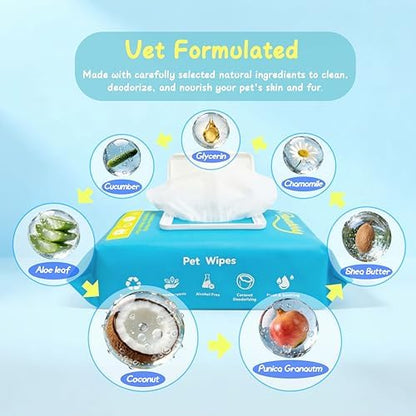 Pet Wipes for Dogs and Cats, Deodorizing Dog Cleaning Wipes with Coconut Extract, Extra Thick Hypoallergenic Dog Wipes for Paws and Butt Ears Eyes Coats, 100 Count - Image 3