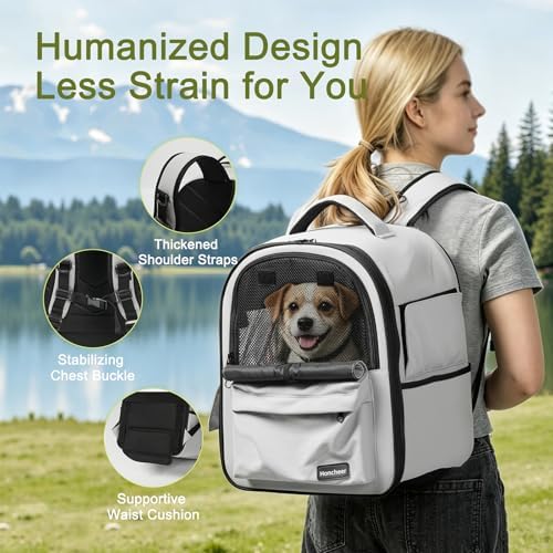 Cat Carrier Dog Backpack Carrier with Anti-Collapse Bottom (Light Gray) - Image 5