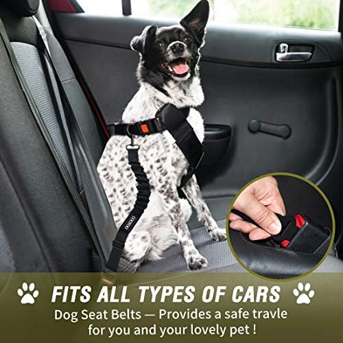 COOYOO Dog Seat Belt,3 Piece Set Retractable Dog Car Adjustable Seatbelts for Vehicle Nylon Pet Safety Heavy Duty & Elastic & Durable Car Harness for Dogs - Image 2