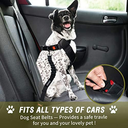 COOYOO Dog Seat Belt,3 Piece Set Retractable Dog Car Adjustable Seatbelts for Vehicle Nylon Pet Safety Heavy Duty & Elastic & Durable Car Harness for Dogs - Image 2