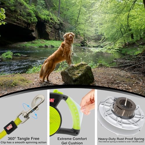 WIGZI Reflective Gel Retractable Leash, Yellow, Small - Image 4