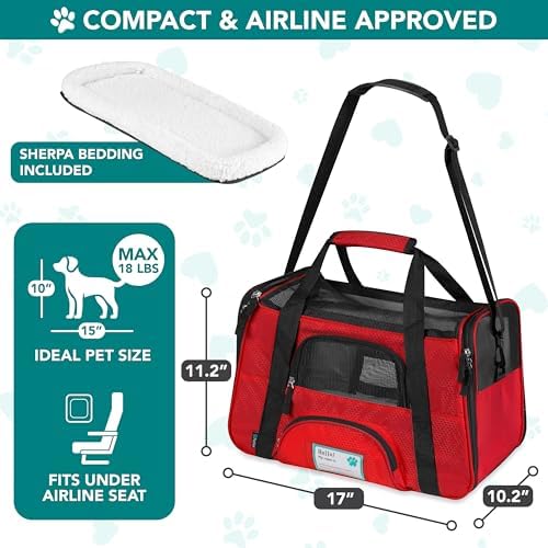 PetAmi Airline Approved Pet Carrier for Cats & Small Dogs, Small, Red - Image 2