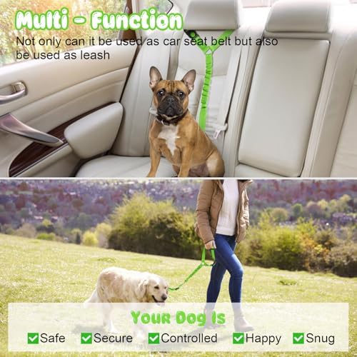 BWOGUE Dog Seat Belt for Car, Reflective Headrest Restraint Bungee Lead - Image 6