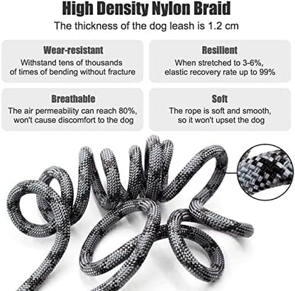Hands Free Dog Leash(8.5ft), 8 in 1 Multifunction Nylon Double Leash for Dogs,1.2cm Adjustable Waist with Reflective Stitching for Training -Grey - Image 7