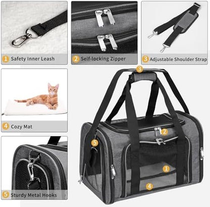 Soft-Sided Cat/Dog/Pet Carrier, Collapsible Pets Travel Carriers - Image 4