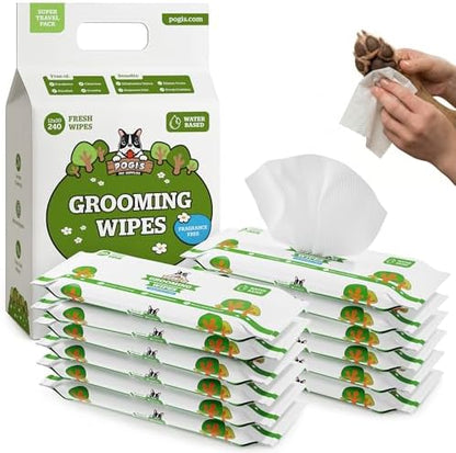 Pogi’s Dog Wipes – Hypoallergenic Pet Wipes for Paws, Body & Butt – Cleaning & Hydrating, Fragrance Free, 240 Count by PogisPetSupplies