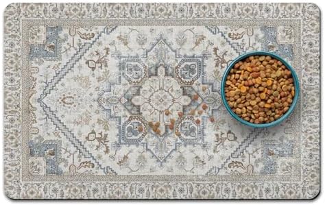 Dog Food Mat for Floors, Absorbent Pet Cat Food Bowl Mat, 12x20 in by QXWREL