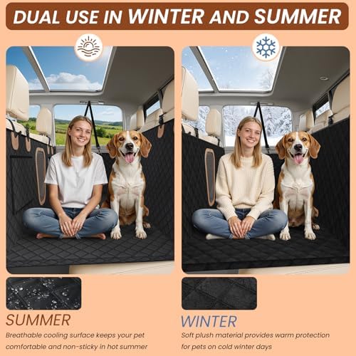 A-Pce Dog Truck Seat Cover for Back Seat, Hard Bottom Dog Hammock for Car, Waterproof Seat Protector, Dual use in Summer and Winter, Universal XL Size Fits for Crew Cab Truck/SUV, Black - Image 3