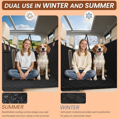 A-Pce Dog Truck Seat Cover for Back Seat, Hard Bottom Dog Hammock for Car, Waterproof Seat Protector, Dual use in Summer and Winter, Universal XL Size Fits for Crew Cab Truck/SUV, Black - Image 3