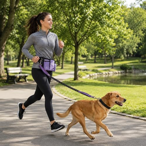 Hands Free Dog Leash, Adjustable Waist Belt, Reflective Stitching Leash with Double Padded Handles for Running, Hiking - Image 6