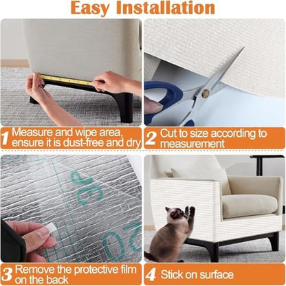 Cat Scratch Furniture Protector - 158" x 15.8" Trimmable Self-Adhesive Cats Claws Scratch Pads, DIY Cat Climbing Couch Protector for Scratch Post Cat Tree Replacement Indoor (Cream White) - Image 5