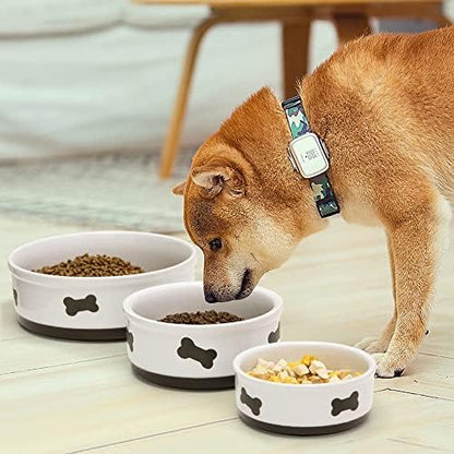 Sweejar Ceramic Dog Bowls with Bone Pattern, Dog Food Dish for Large Dogs, Porcelain Pet Bowl for Water 70 Fl Oz (White) - Image 3
