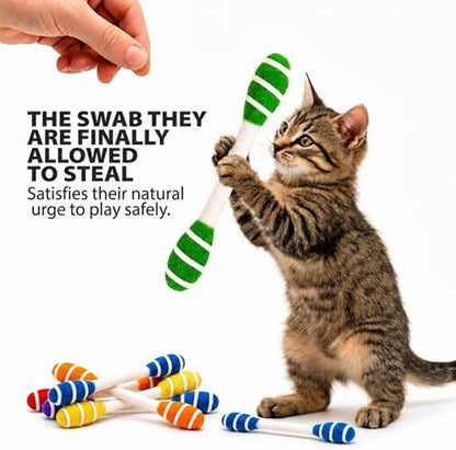Glaciart One Swabs Cat Toys with Catnip - 6 Pk | Durable for Chew, Cute Cat Toys Interactive Kitty for Boredom, Exercise, & Play | Filled w/Organic Catnip for Anxiety & as Digestive Aid | Gift Idea - Image 2
