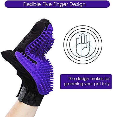 Pet Hair Removal Glove with 255 Silicone Tips for Dogs & Cats,1 Pair Purple - Image 5