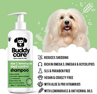 shed Control Dog Shampoo by Buddycare | Dry Skin & Itchy Skin Relief for Smelly Dogs | Deep Cleansing for Dogs Puppy Sensitive Skin | Lemongrass Scented | with Aloe & Vitamin B5 (16.90oz) - Image 2